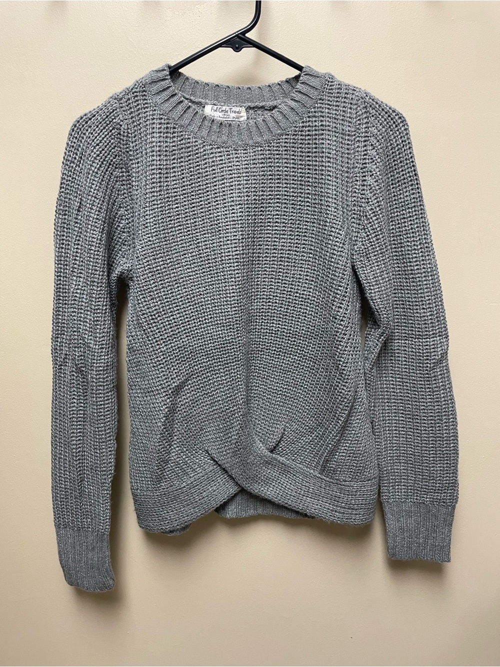 Twist-Front Knit Sweater - Gray